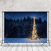 Lofaris Dim Light Christmas Trees Forest Winter Backdrop